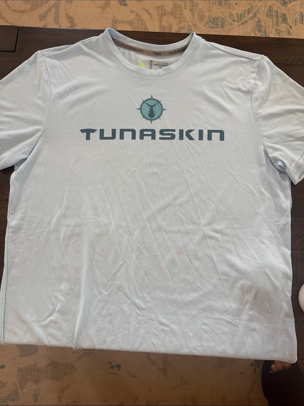 Men's Short-Sleeve TunaSkin Performance Tee in Light Blue- Sarasota graphic